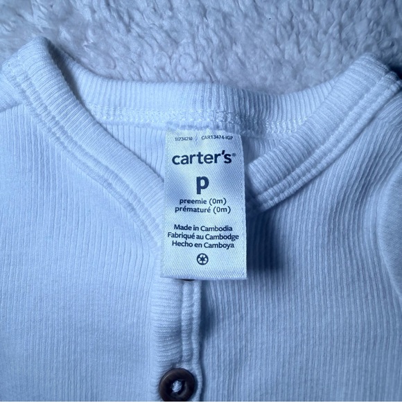 Carter's White Ribbed Baby Button-Up Set - Picture 4 of 8